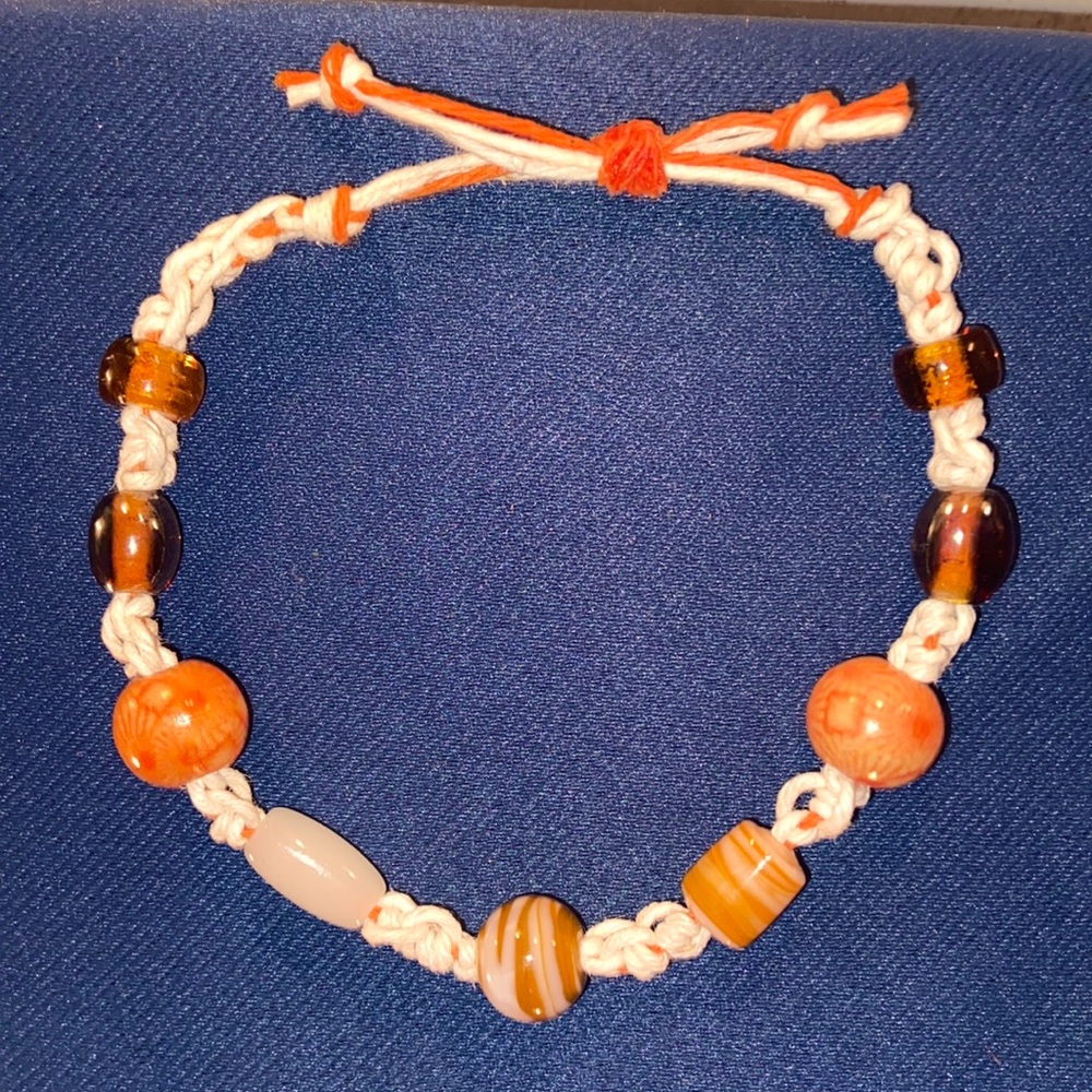 Hemp glass beaded bracelet